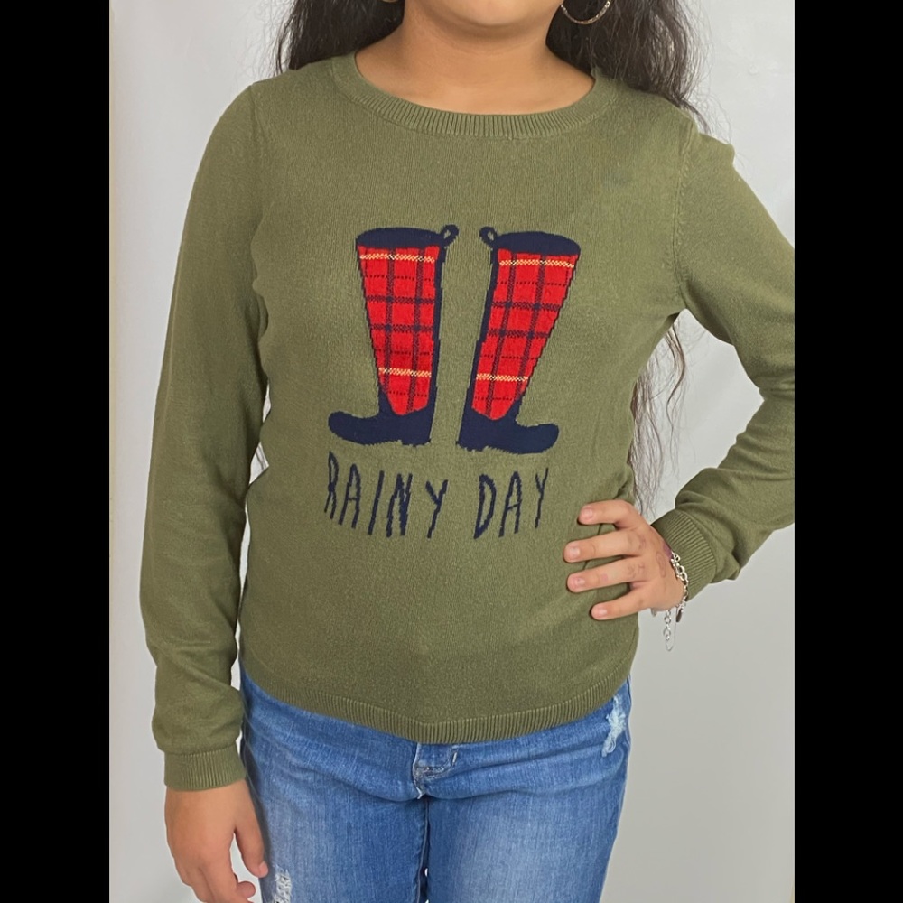 Talbots rainy day olive green sweater SZ/SP
